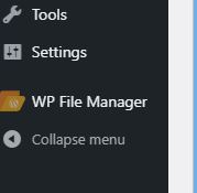 The "WP File Manager" locate below the setting